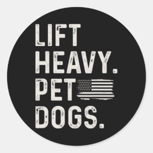 Sticker Rond Soulever des chiens de compagnie lourds Haltérophi