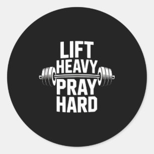 Sticker Rond Soulever Lourds Prier Fort Gym Cadeau Chrétien Jés