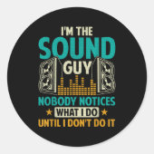 Sticker Rond Sound Engineer Tech Husband Dad Funny Dj Disc Jock (Devant)