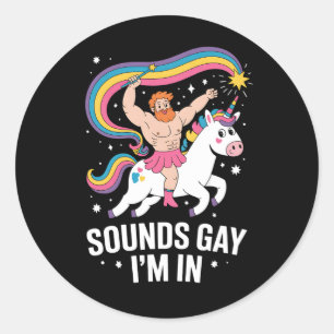 Sticker Rond Sound Gay Je suis en homme portant une jupe Unicor