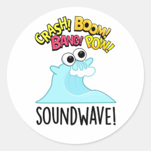 Sticker Rond Sound Wave Funny Ocean Pun