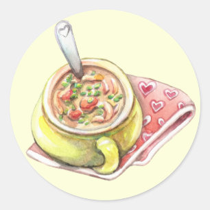 Sticker Rond Soupe aux nouilles de poulet