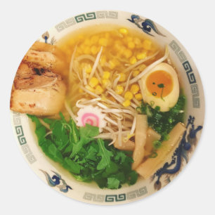 Sticker Rond Soupe aux nouilles de ramen de porc