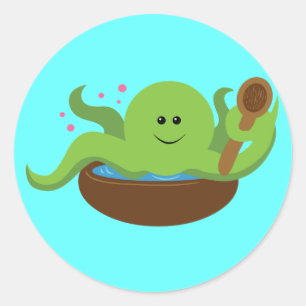 Sticker Rond Soupe d'octopus