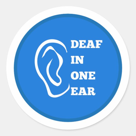 Sticker Rond Sourd D'Une Oreille Bleu Design (Devant)
