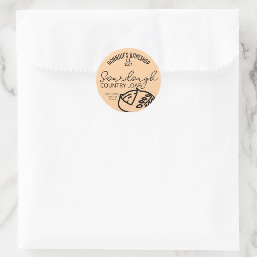 Sticker Rond Sourdough Country Loaf Accueil Boulangerie Produit (Sac)