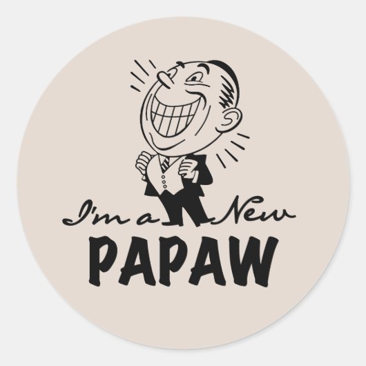 Sticker Rond Souriant de nouveaux t-shirts et cadeaux Papaw (Devant)