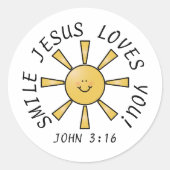 Sticker Rond Souriez Jésus vous aime (Devant)