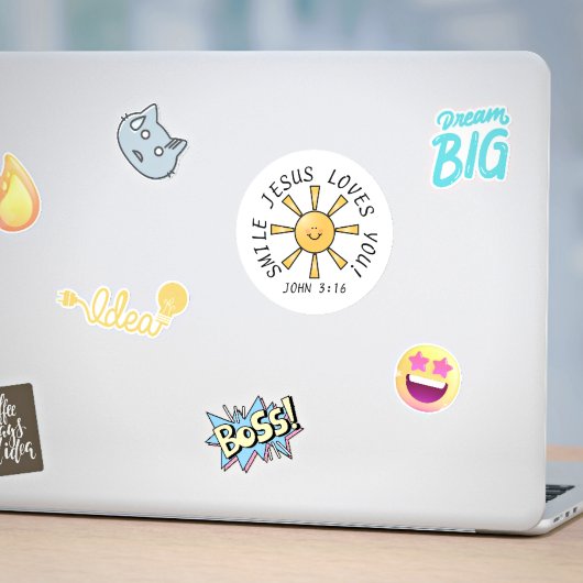 Sticker Rond Souriez Jésus vous aime