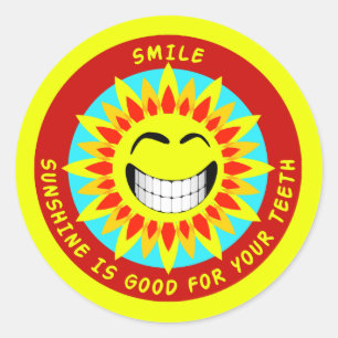 Sticker Rond Souriez, Le Soleil Est Bon Pour Vos Dents
