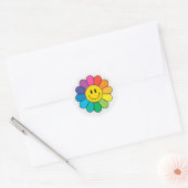 Sticker Rond Sourire aux fleurs imprimé (Enveloppe)