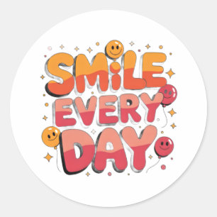 Sticker Rond Sourire Chaque Jour - Vibes Positives