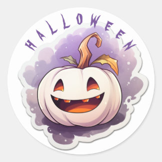 STICKER ROND SOURIRE CITROUILLE
