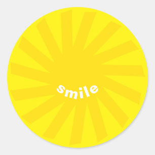 Sticker Rond Sourire jaune soleil brillant plaisir moderne joye