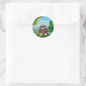 Sticker Rond Sourire mignon Sloth Monogrammed (Sac)