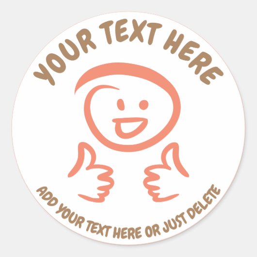 Sticker Rond Sourire / Rire Emoji Visage Pouce Haut. Modèle. (Devant)
