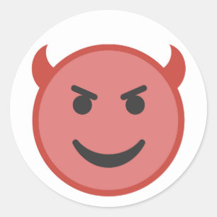 Sticker Rond Sourire rouge d'Emoji de diable drôle