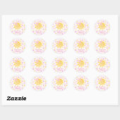 Sticker Rond Sourire soleil rose Yellow Dots Merci fille (Feuille)