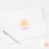 Sticker Rond Sourire soleil rose Yellow Dots Merci fille (Enveloppe)