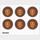 Sticker Rond Sourires citrouilles (Feuille)