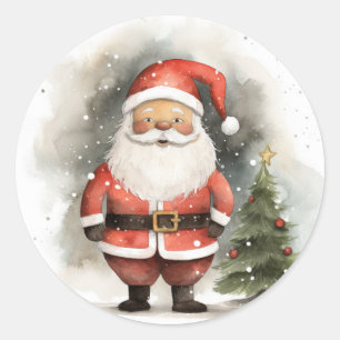Sticker Rond Sourires et joie : Black Père Noël Edition