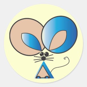 Sticker Rond Souris à pochette bleue