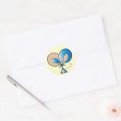 Sticker Rond Souris à pochette bleue (Enveloppe)