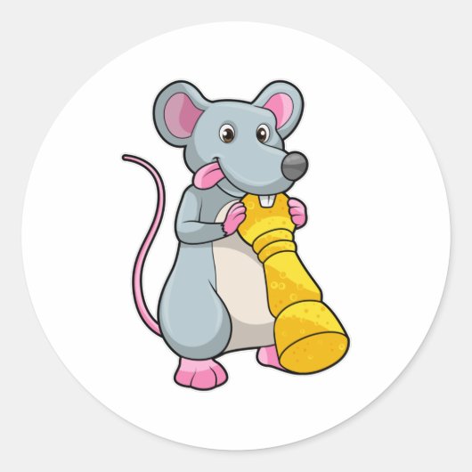 Sticker Rond Souris aux échecs avec pièce d'échecs Pawn (Devant)