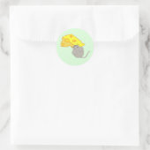 Sticker Rond Souris avec du fromage (Sac)