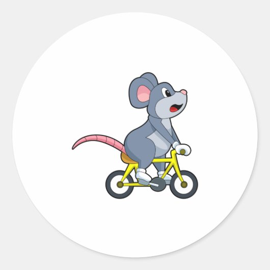 Sticker Rond Souris avec vélo (Devant)