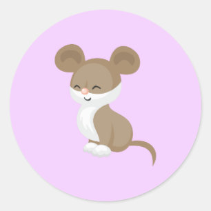 Sticker Rond Souris Carton mignonne