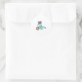 Sticker Rond Souris comme coiffeur avec ciseaux et comble (Sac)
