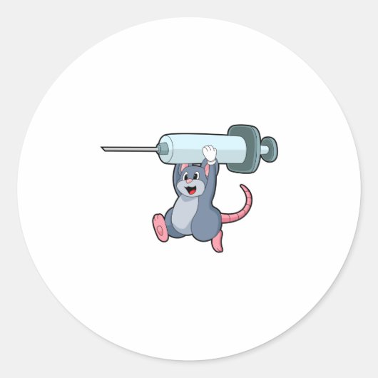 Sticker Rond Souris comme infirmière avec Syringe.PNG (Devant)
