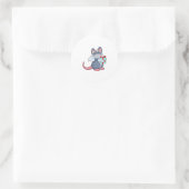 Sticker Rond Souris comme mariée avec voile et cadeau.PNG (Sac)