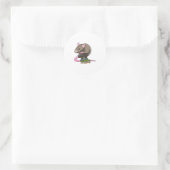 Sticker Rond Souris comme Patinage en ligne avec Patins en lign (Sac)