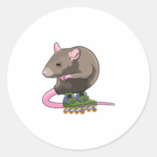 Sticker Rond Souris comme Patinage en ligne avec Patins en lign