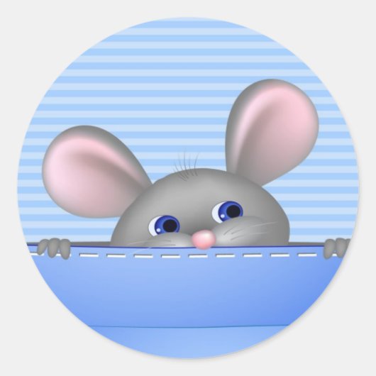 Sticker Rond Souris Dans La Poche (Devant)