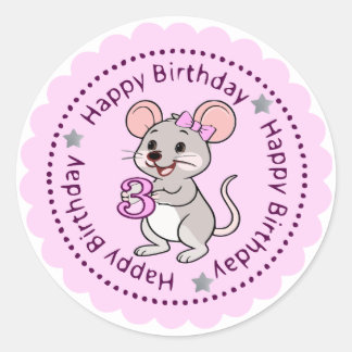 Sticker Rond Souris de 3 ans