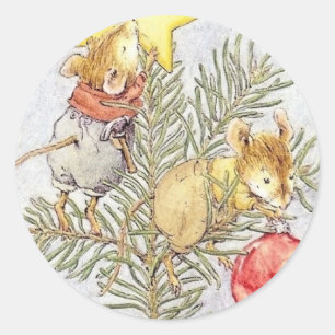 Sticker Rond souris de Noël