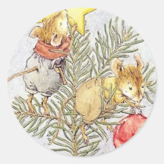 Sticker Rond souris de Noël