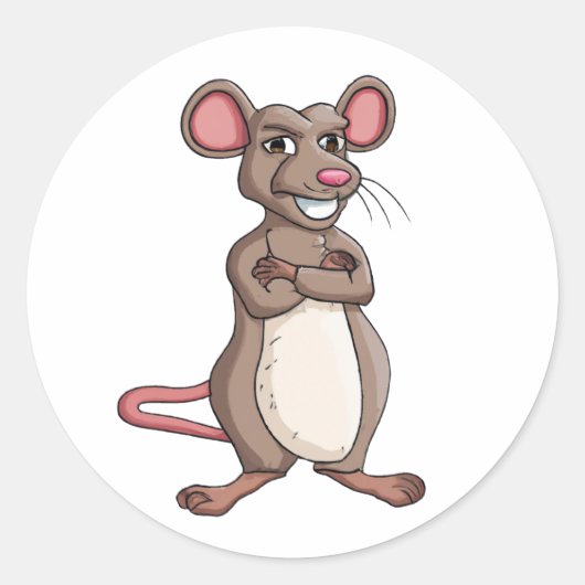 Sticker Rond Souris de personnage de dessin (Devant)