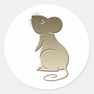 Sticker Rond Souris d'or mignonne