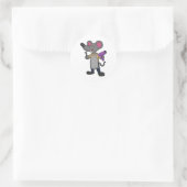 Sticker Rond Souris en coiffeur avec ciseaux et sèche-cheveux (Sac)