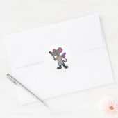 Sticker Rond Souris en coiffeur avec ciseaux et sèche-cheveux (Enveloppe)