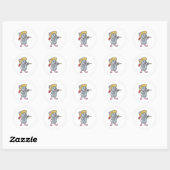 Sticker Rond Souris en fermier avec Ax et Casquette (Feuille)
