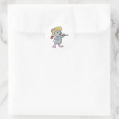 Sticker Rond Souris en fermier avec Ax et Casquette (Sac)
