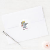Sticker Rond Souris en fermier avec Ax et Casquette (Enveloppe)