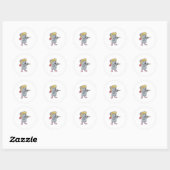 Sticker Rond Souris en fermier avec Ax et Casquette (Feuille)