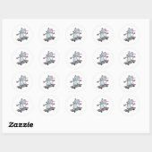 Sticker Rond Souris en skate avec skateboard (Feuille)