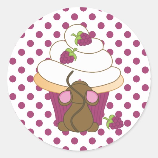 Sticker Rond Souris et Cupcake (Devant)